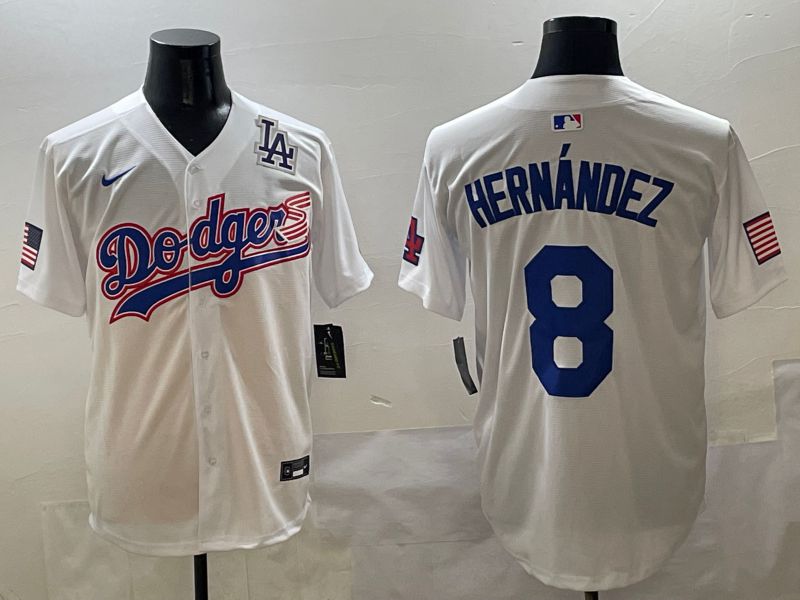Men Los Angeles Dodgers #8 Hernandez White Second generation Joint Name Nike 2025 MLB Jersey style 10->los angeles dodgers->MLB Jersey
